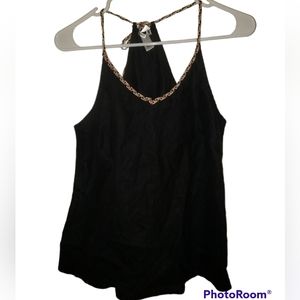 Black Halter Top w/ back Drawstring Tie